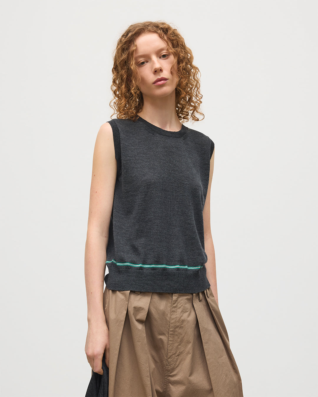 Johnstons of Elgin - Brae Dark Grey Merino Sleeveless Tank