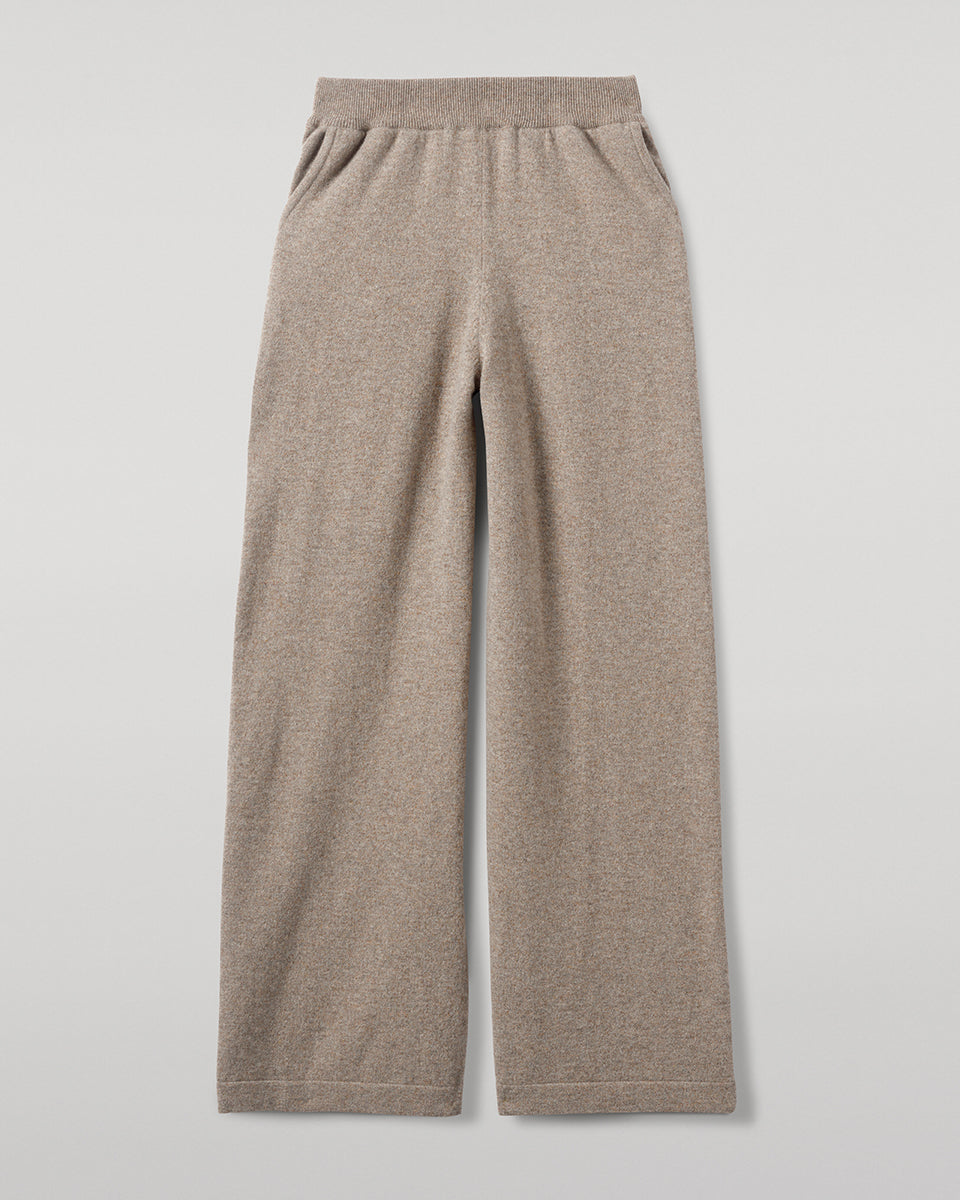 Johnstons of Elgin - Wide Leg Light Brown Cashmere Trousers