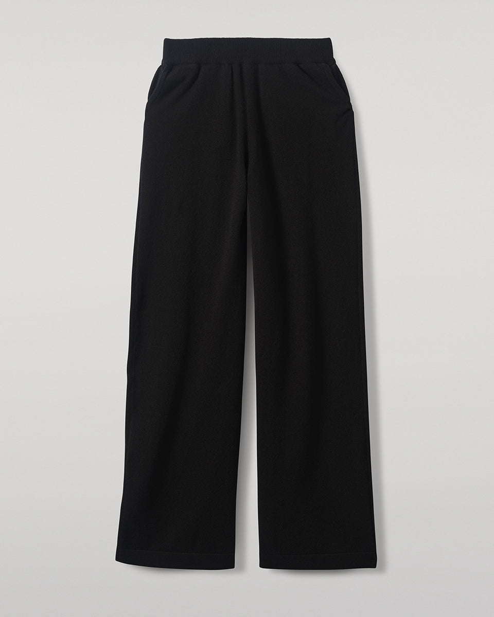 Johnstons of Elgin - Wide Leg Black Cashmere Trousers