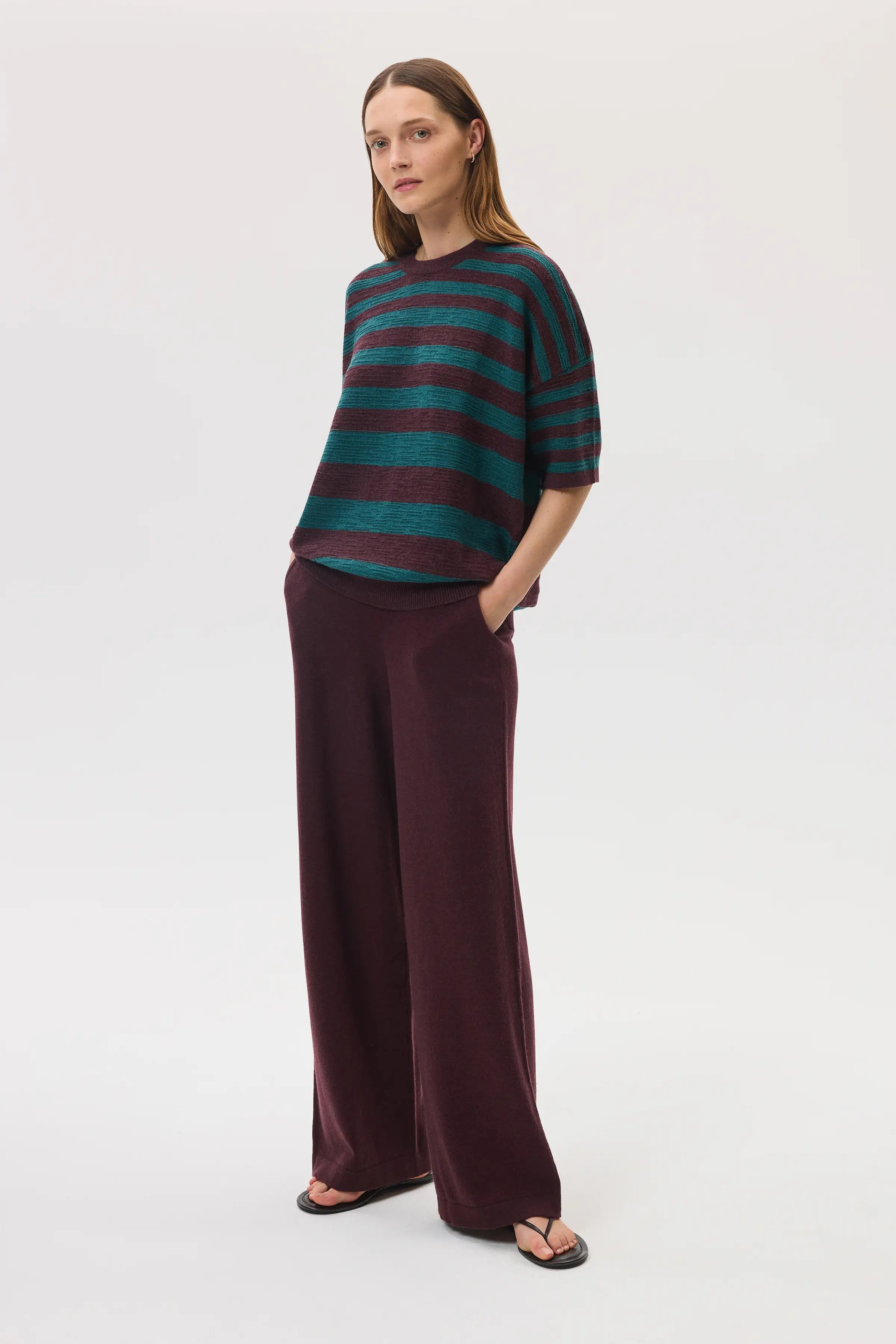 Johnstons of Elgin - High Rise Dark Red Cashmere Culottes