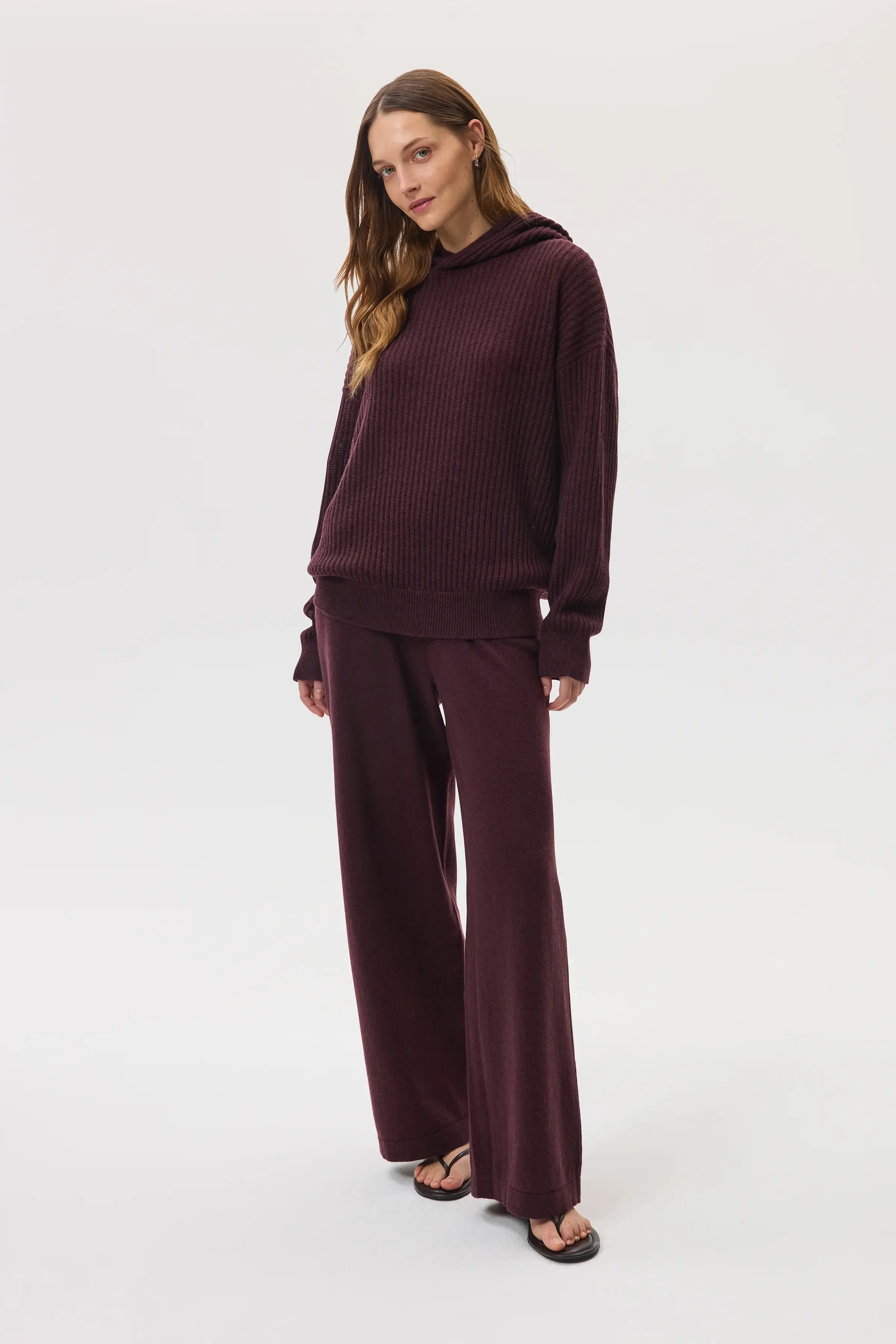 Johnstons of Elgin - High Rise Dark Red Cashmere Culottes
