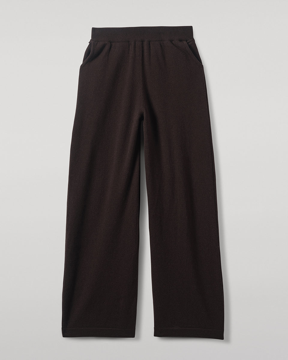 Johnstons of Elgin - Wide Leg Dark Brown Cashmere Trousers