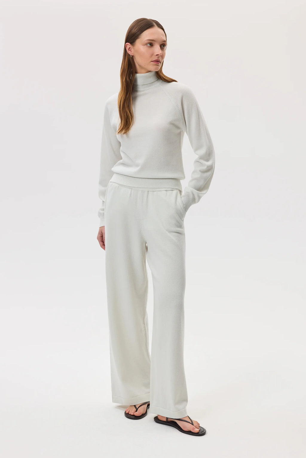 Johnstons of Elgin - High Rise Cashmere White Culottes