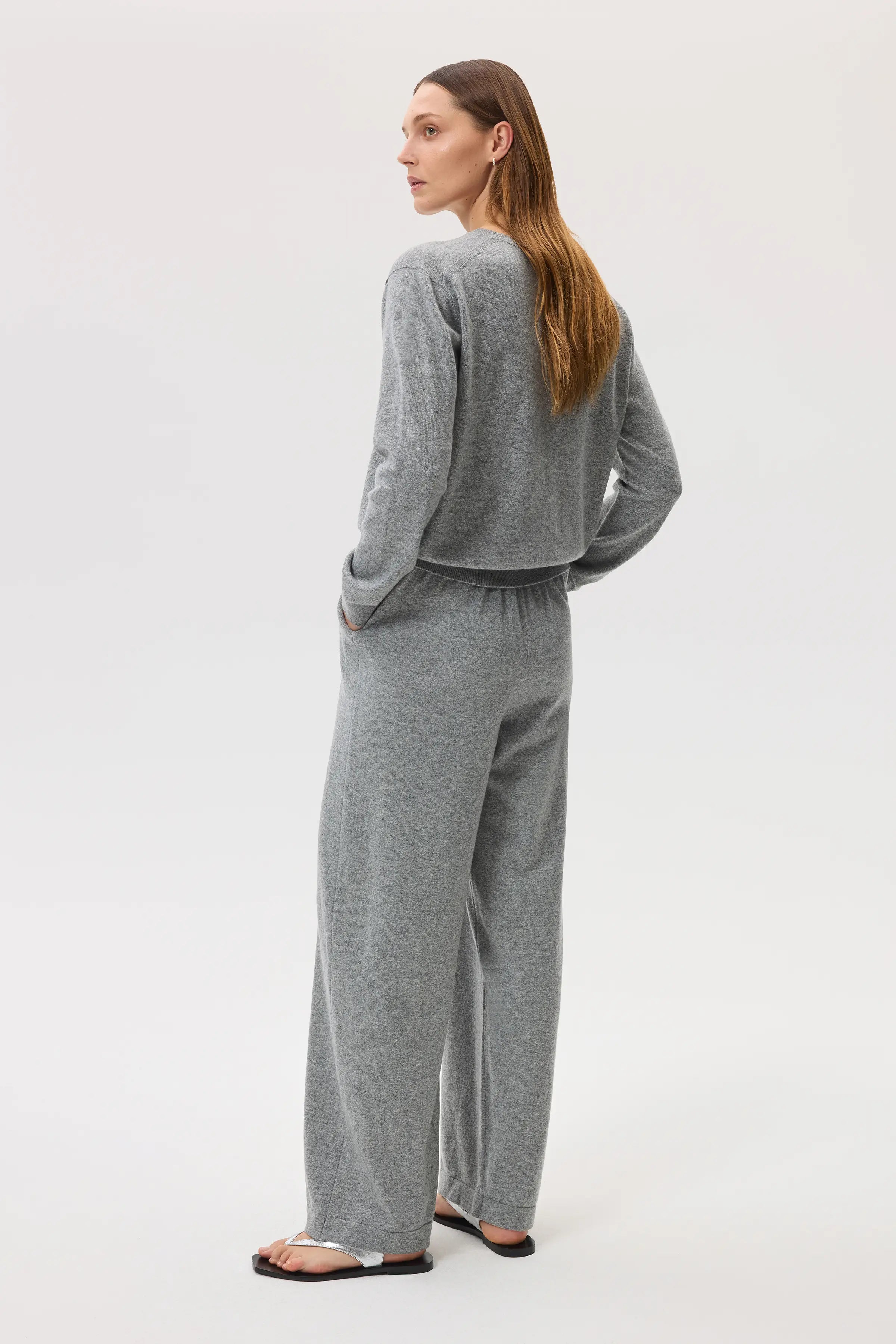 Johnstons of Elgin - High Rise Light Grey Cashmere Culottes