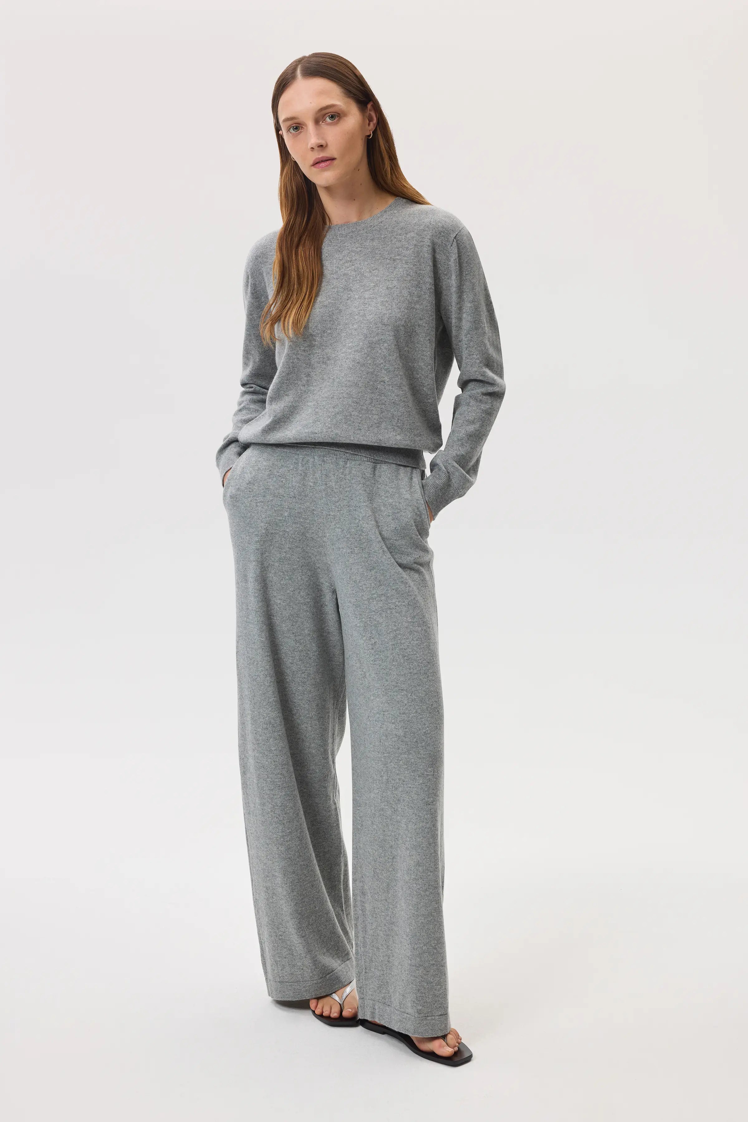 Johnstons of Elgin - High Rise Light Grey Cashmere Culottes