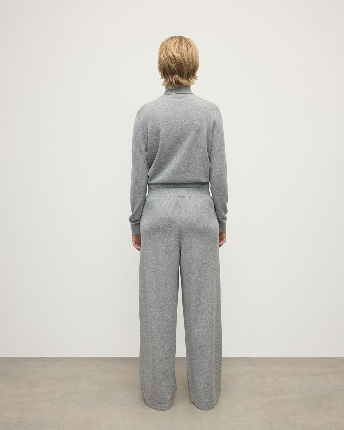 Johnstons of Elgin - Wide Leg Light Grey Cashmere Trousers