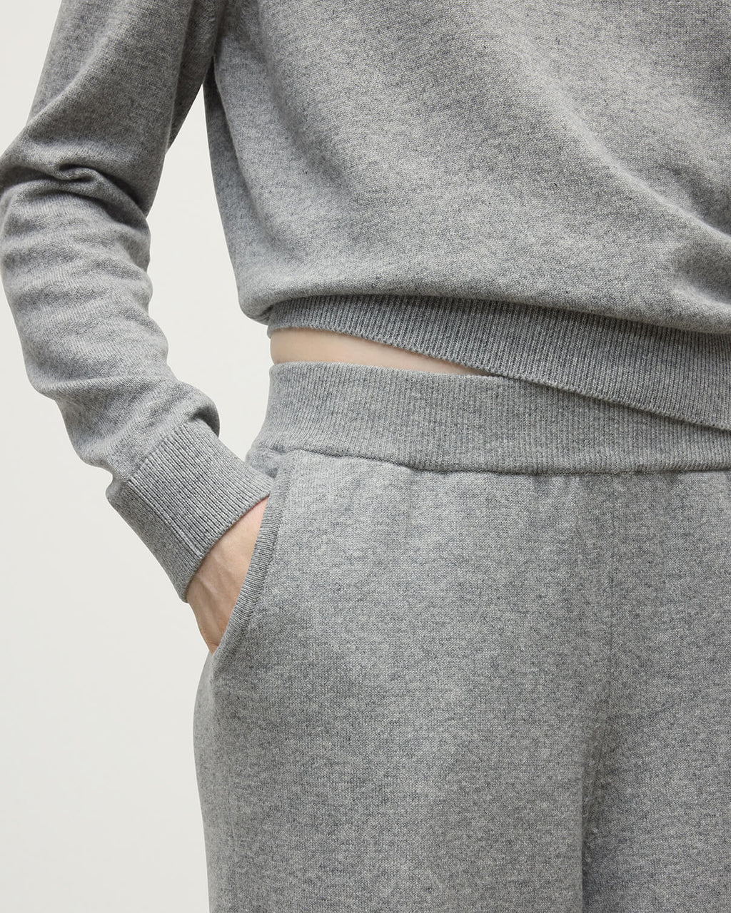 Johnstons of Elgin - Wide Leg Light Grey Cashmere Trousers