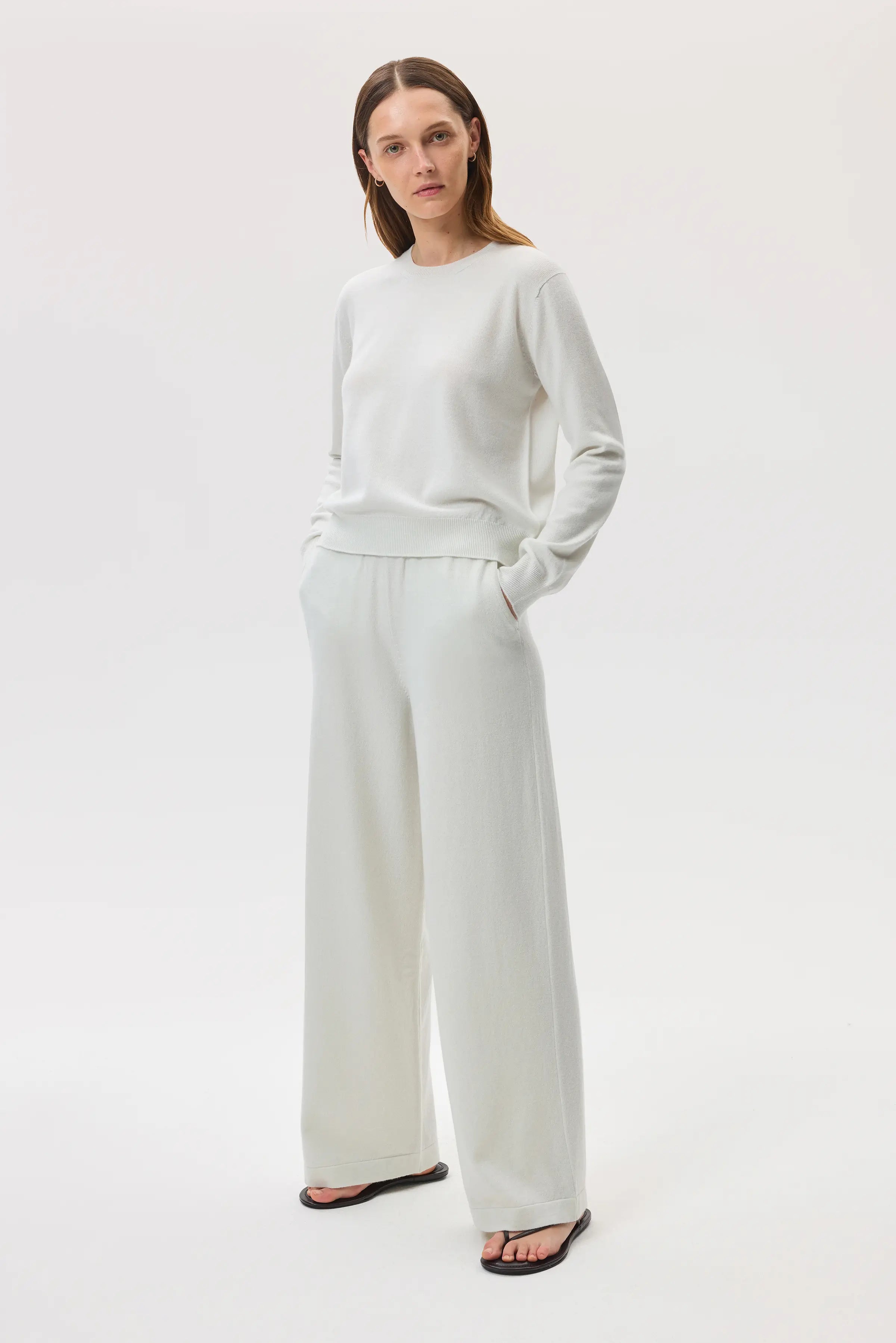 Johnstons of Elgin - High Rise Cashmere White Culottes