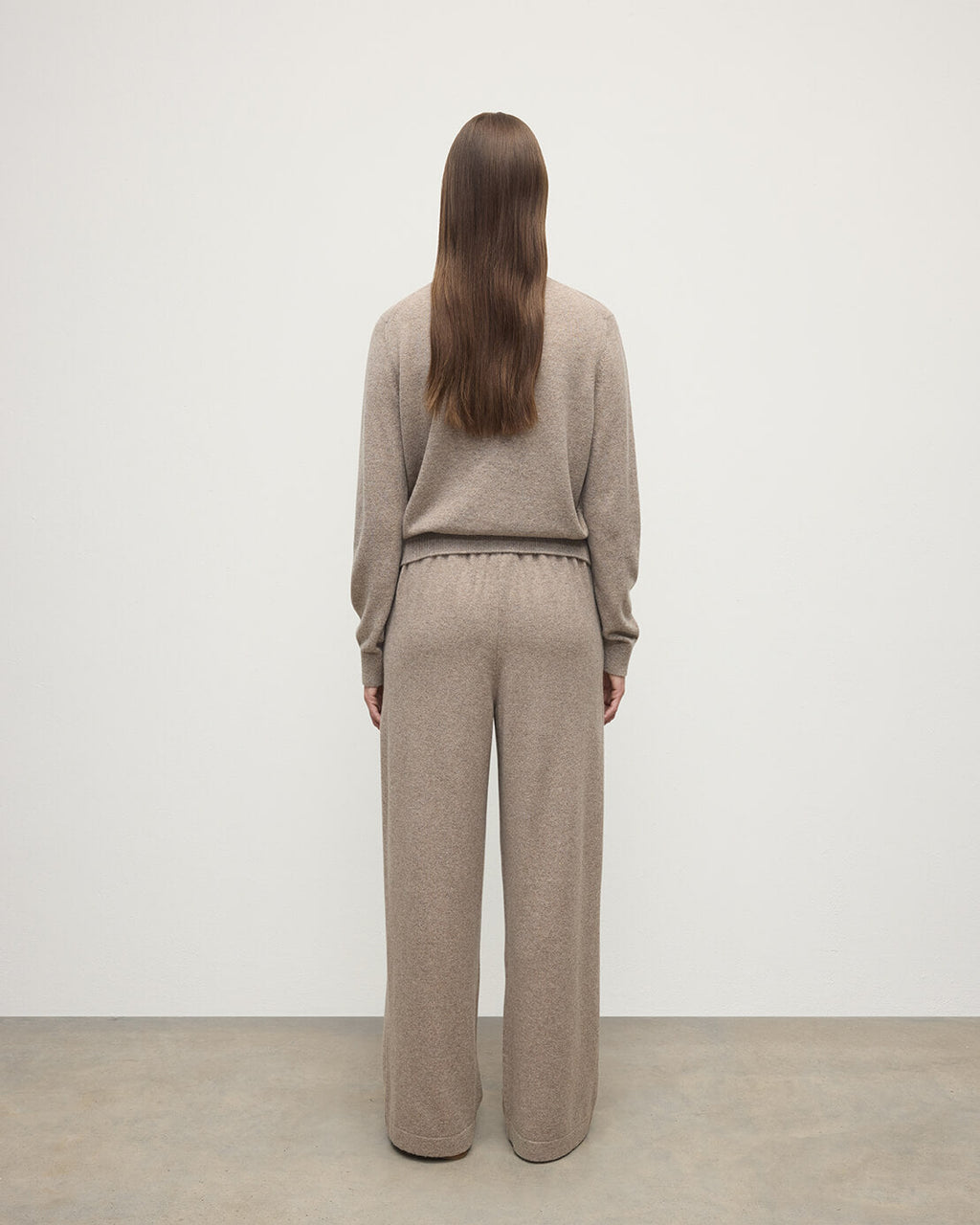 Johnstons of Elgin - Wide Leg Light Brown Cashmere Trousers