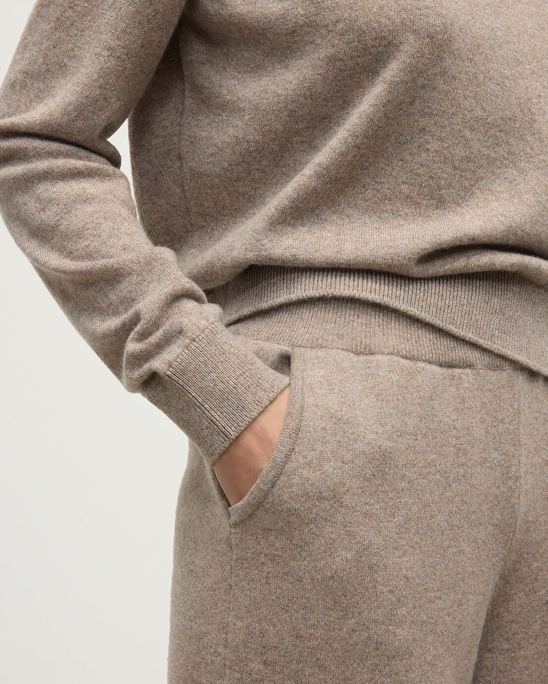 Johnstons of Elgin - Wide Leg Light Brown Cashmere Trousers