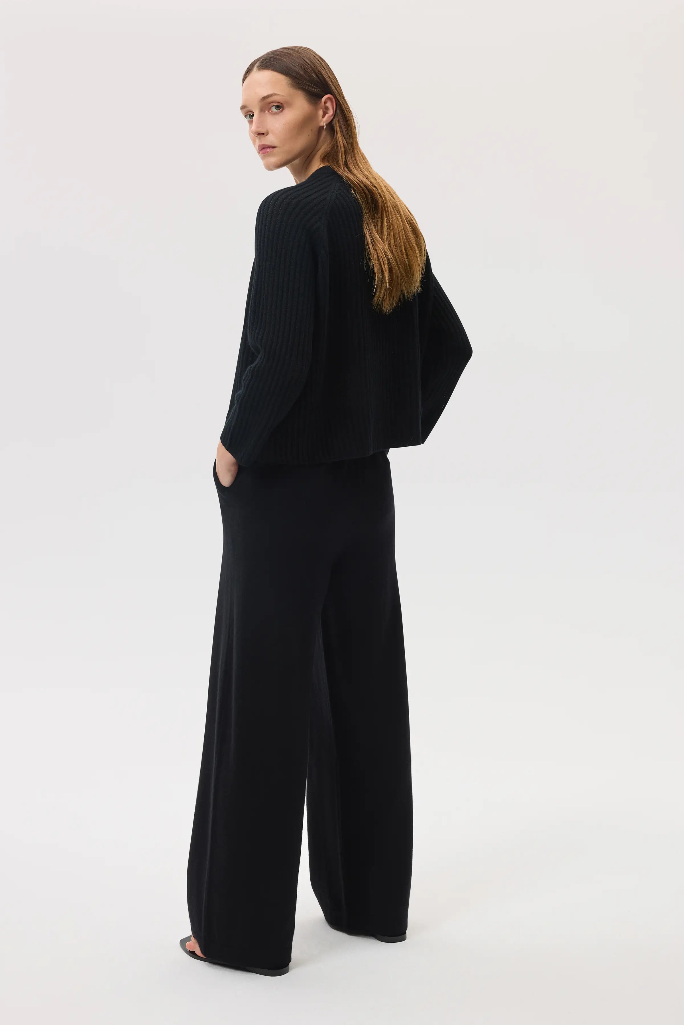 Johnstons of Elgin - High Rise Black Cashmere Culottes