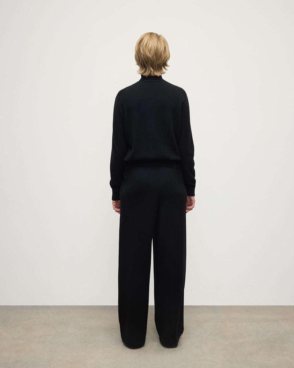 Johnstons of Elgin - Wide Leg Black Cashmere Trousers