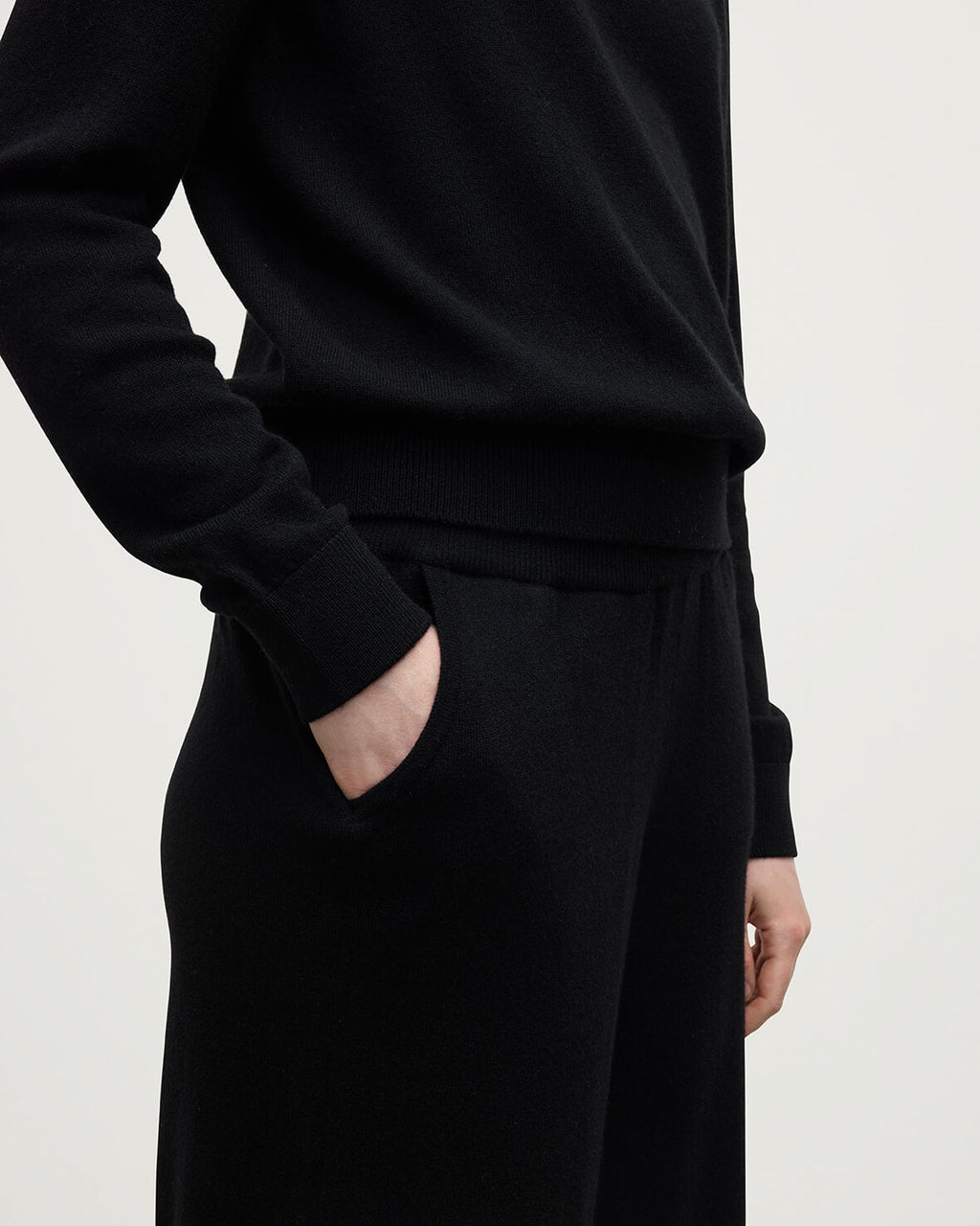 Johnstons of Elgin - Wide Leg Black Cashmere Trousers