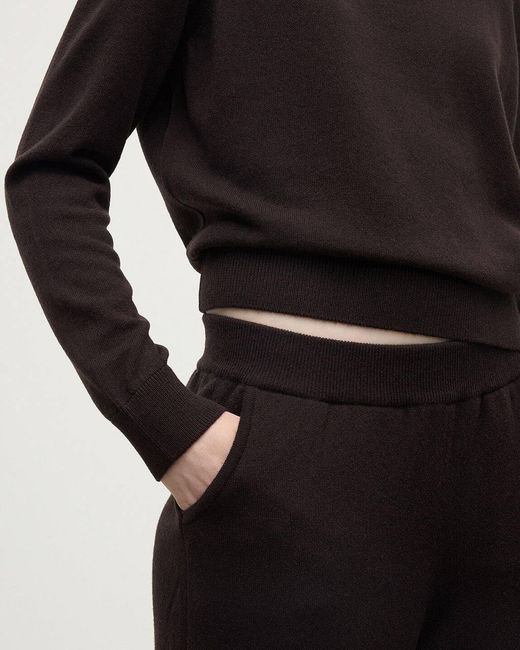Johnstons of Elgin - Wide Leg Dark Brown Cashmere Trousers