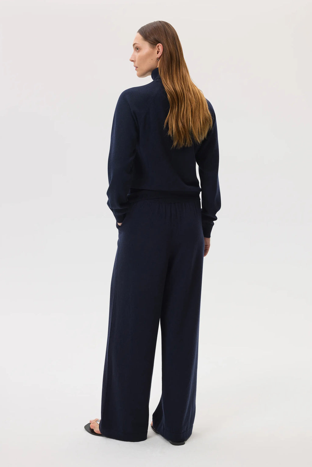 Johnstons of Elgin - High Rise Cashmere Dark Navy Culottes