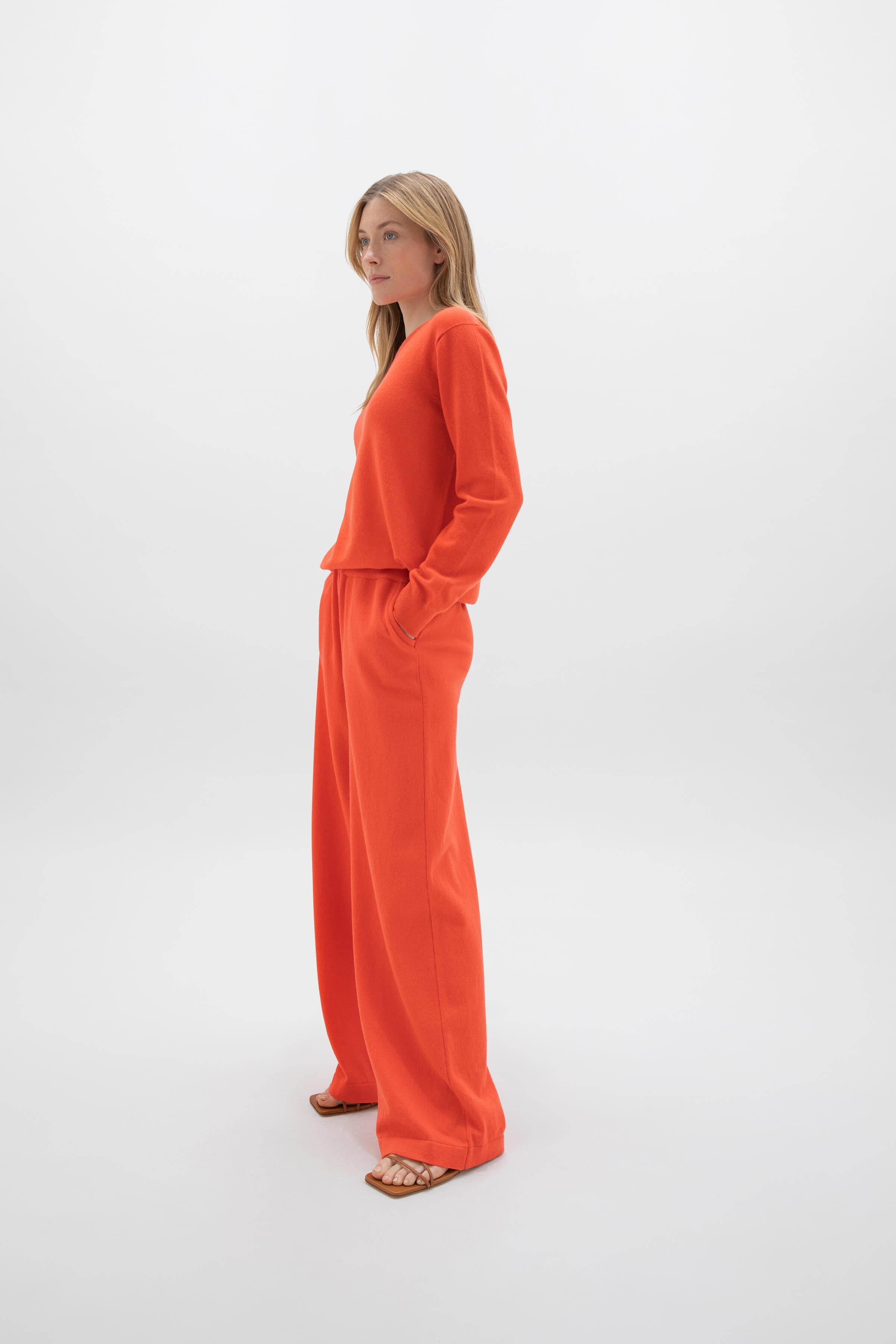 Johnstons of Elgin - Wide Leg Orange Cashmere Culottes