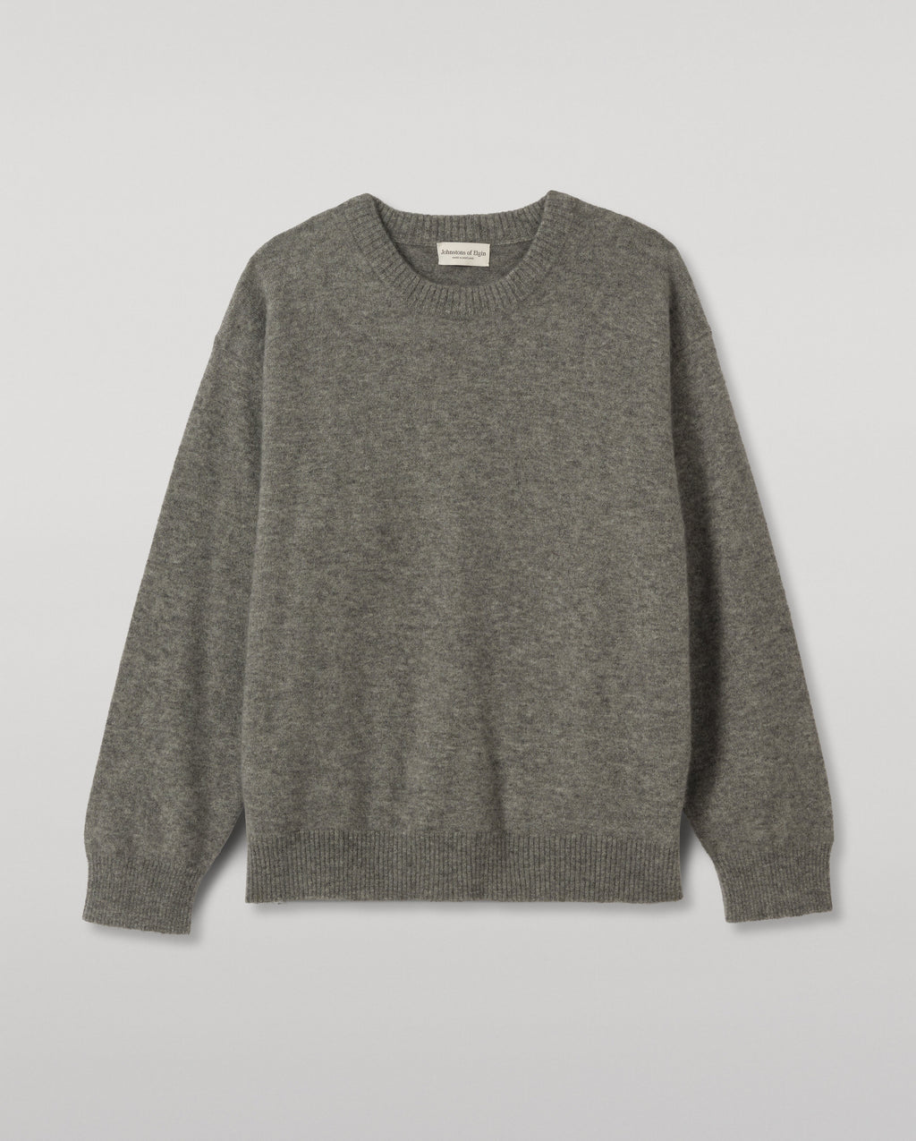 Johnstons of Elgin - Paxton Grey Brushed Cashmere - Silk Jumper