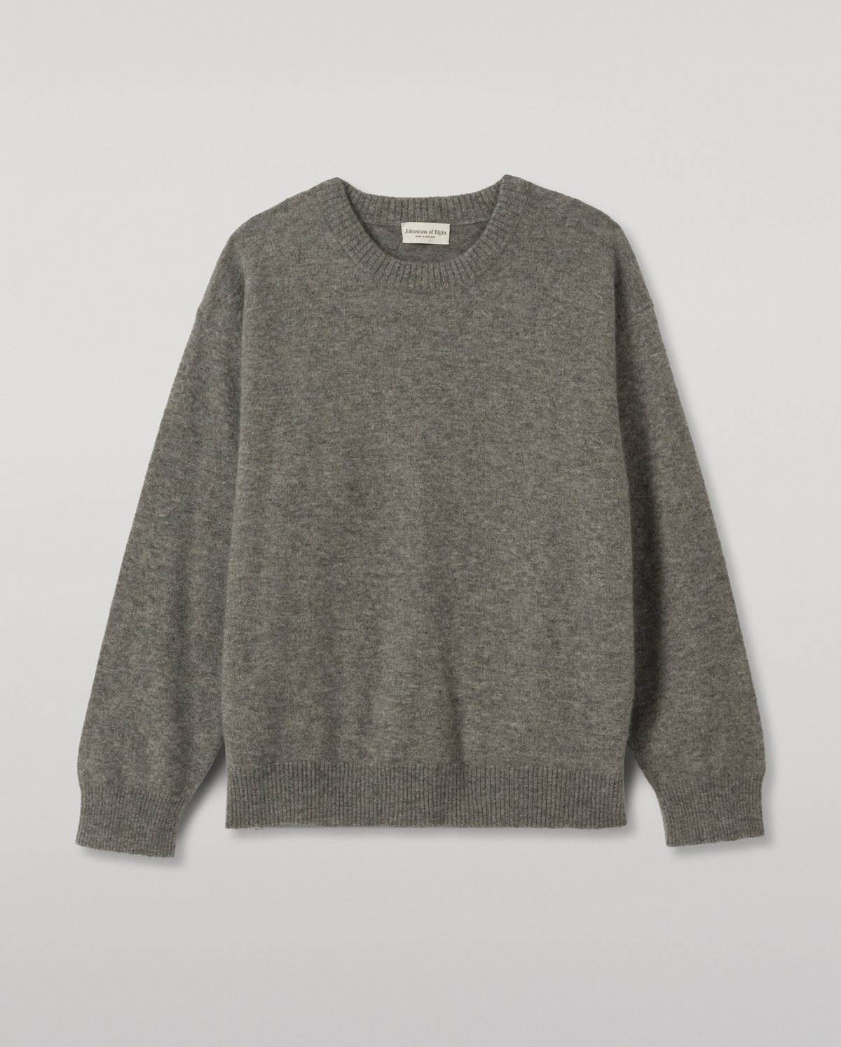 Johnstons of Elgin - Paxton Grey Brushed Cashmere - Silk Jumper