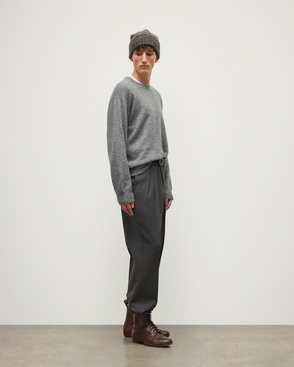 Johnstons of Elgin - Paxton Grey Brushed Cashmere - Silk Jumper