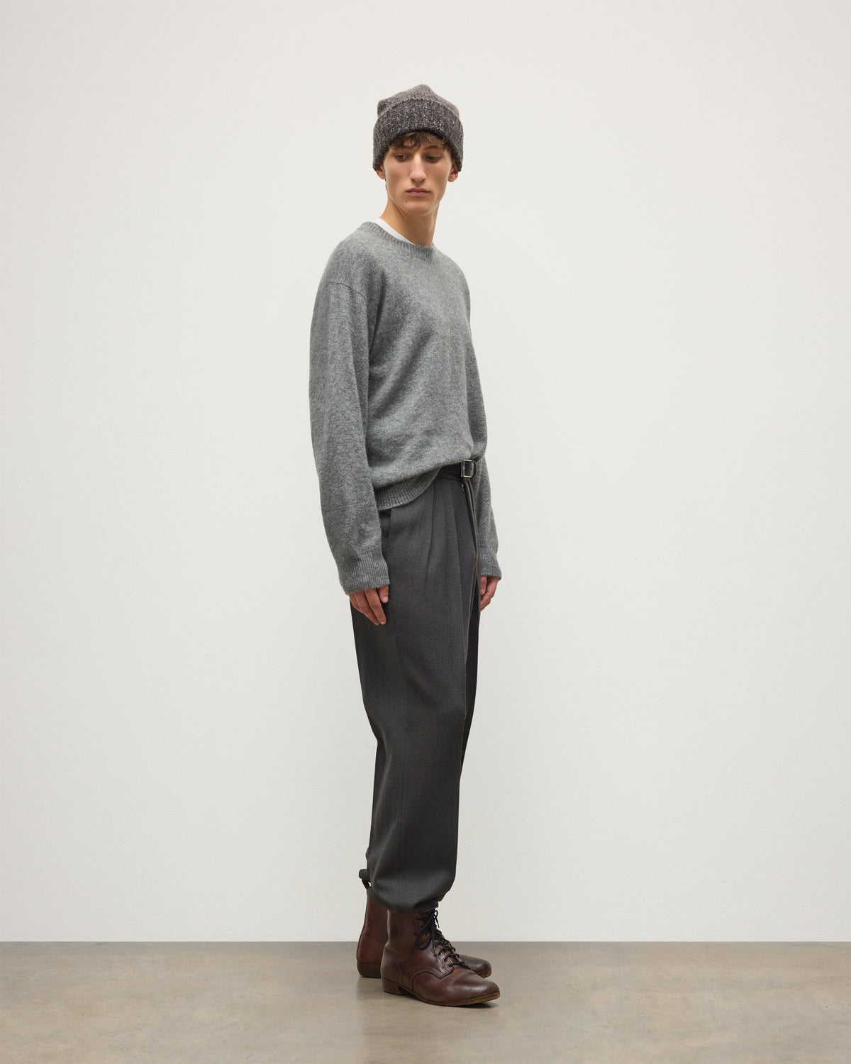 Johnstons of Elgin - Paxton Grey Brushed Cashmere - Silk Jumper