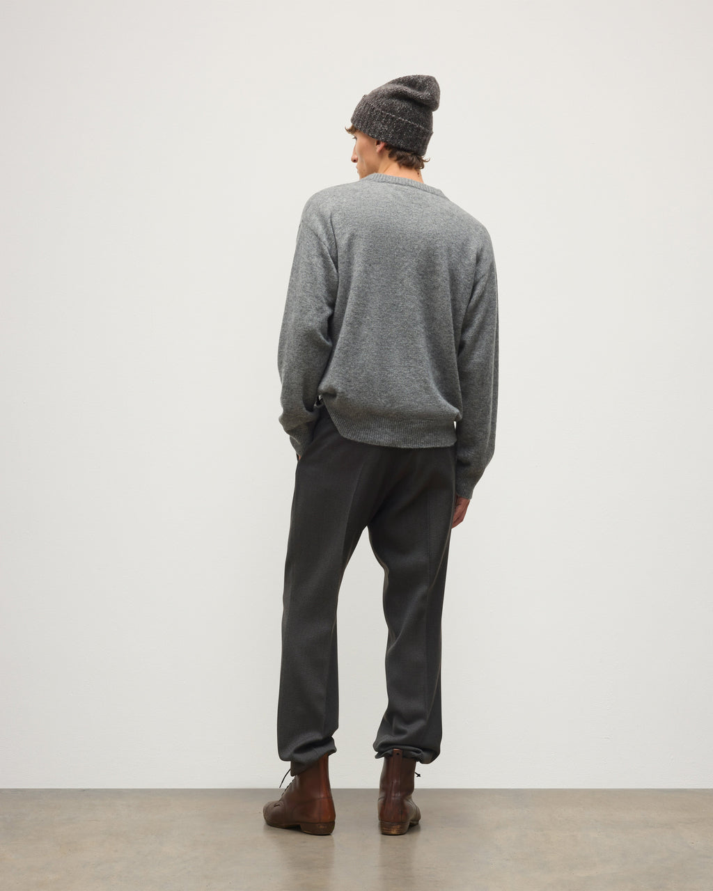 Johnstons of Elgin - Paxton Grey Brushed Cashmere - Silk Jumper