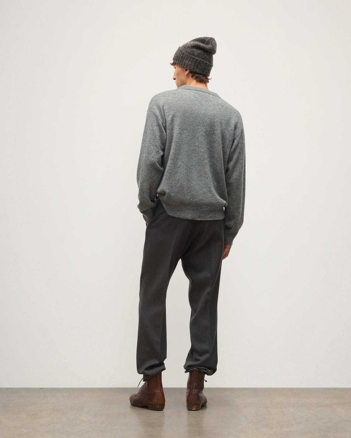 Johnstons of Elgin - Paxton Grey Brushed Cashmere - Silk Jumper