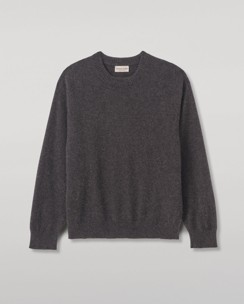 Johnstons of Elgin - Paxton Dark Grey Brushed Cashmere - Silk Jumper