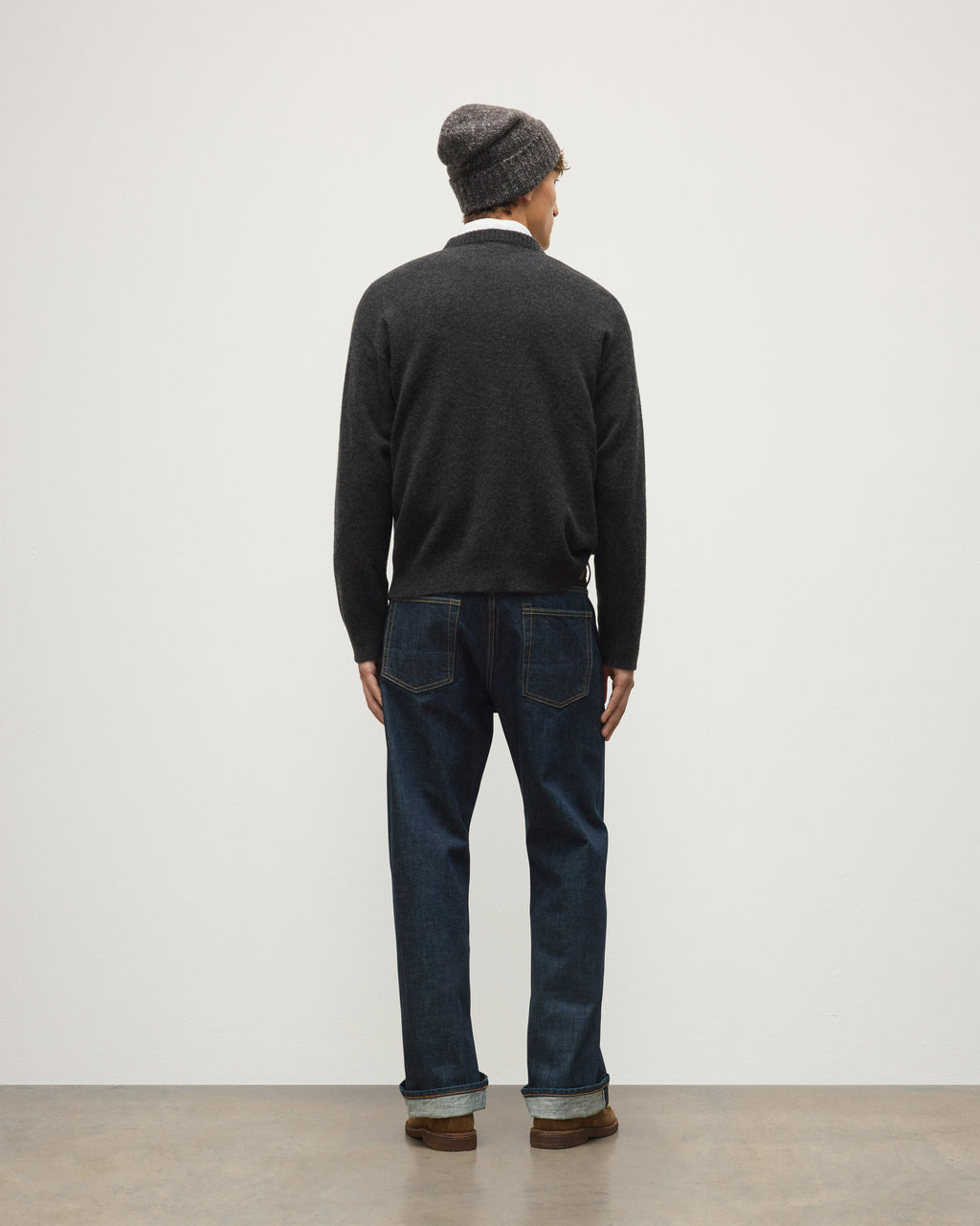 Johnstons of Elgin - Paxton Dark Grey Brushed Cashmere - Silk Jumper
