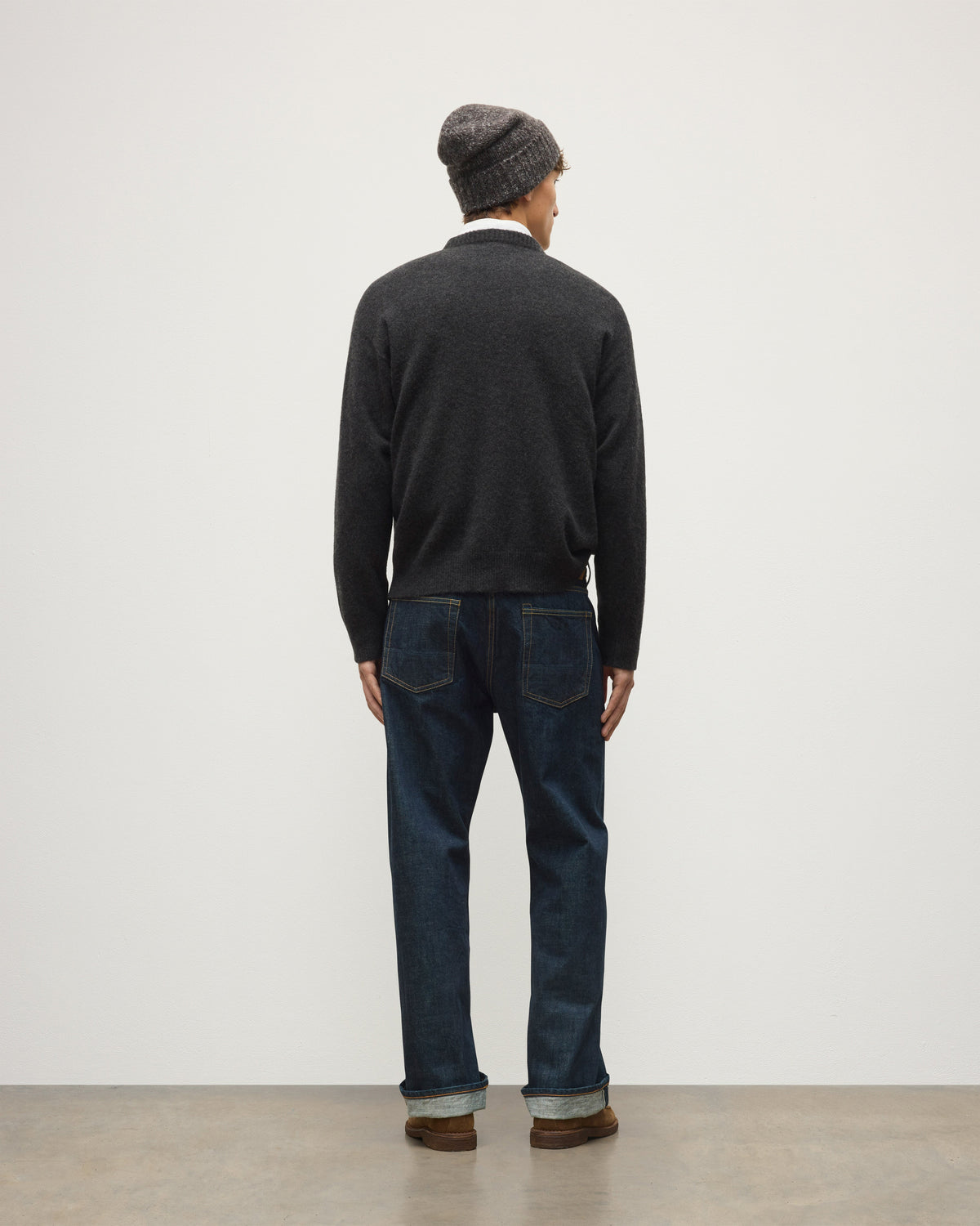 Johnstons of Elgin - Paxton Dark Grey Brushed Cashmere - Silk Jumper