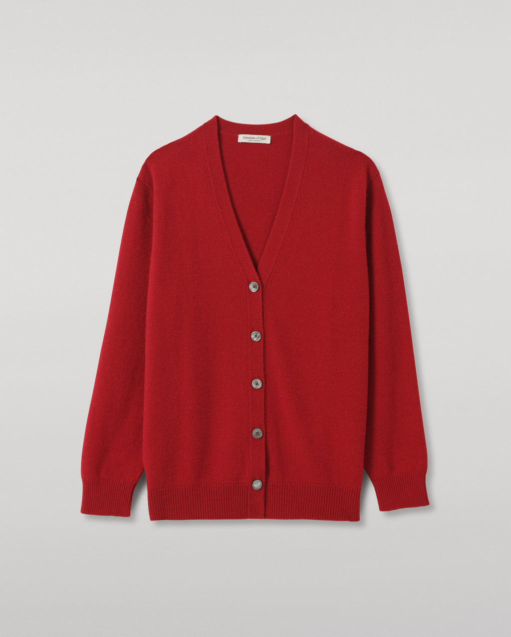 Johnstons of Elgin - Boyce Red Brushed Cashmere - Silk Cardigan