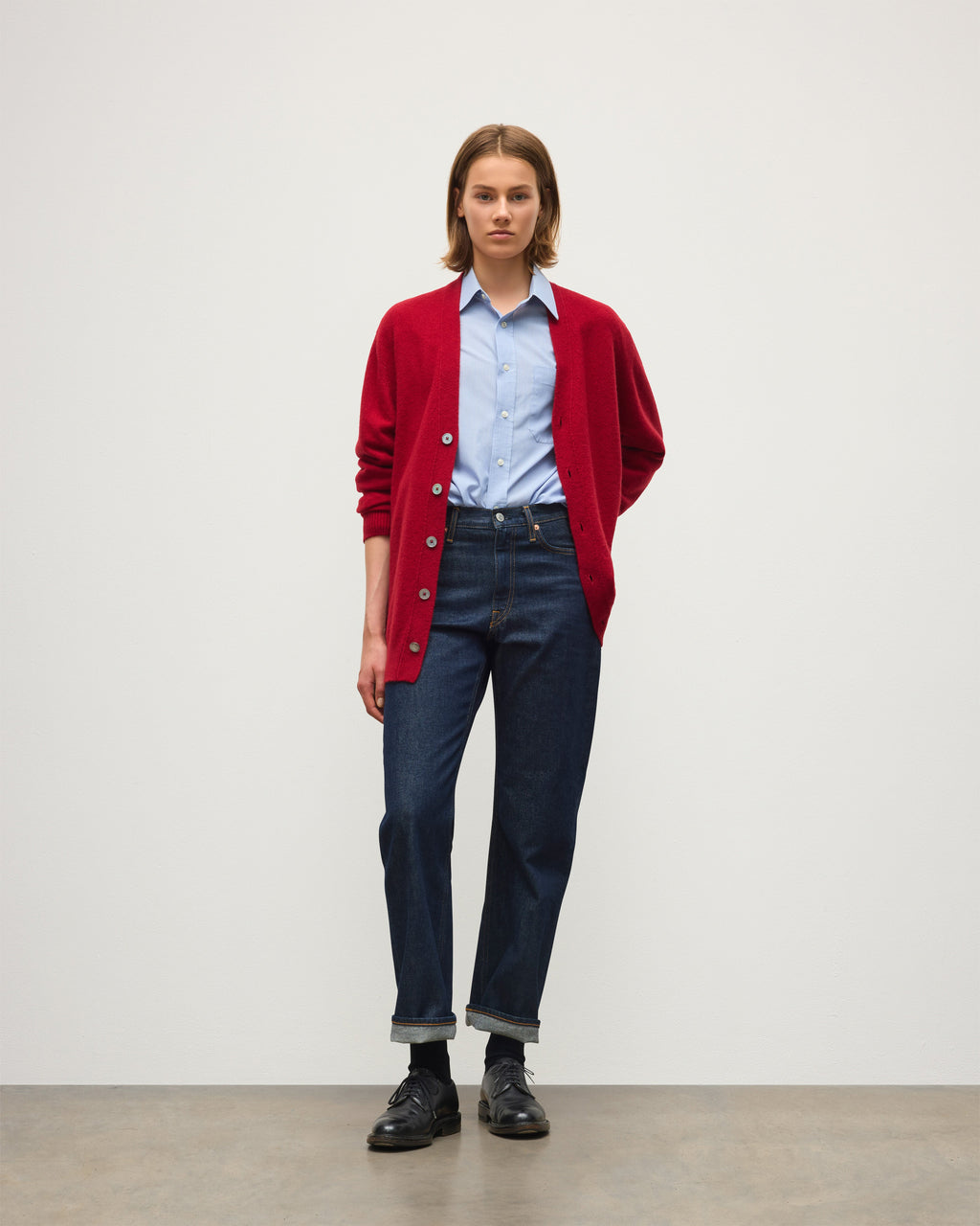 Johnstons of Elgin - Boyce Red Brushed Cashmere - Silk Cardigan