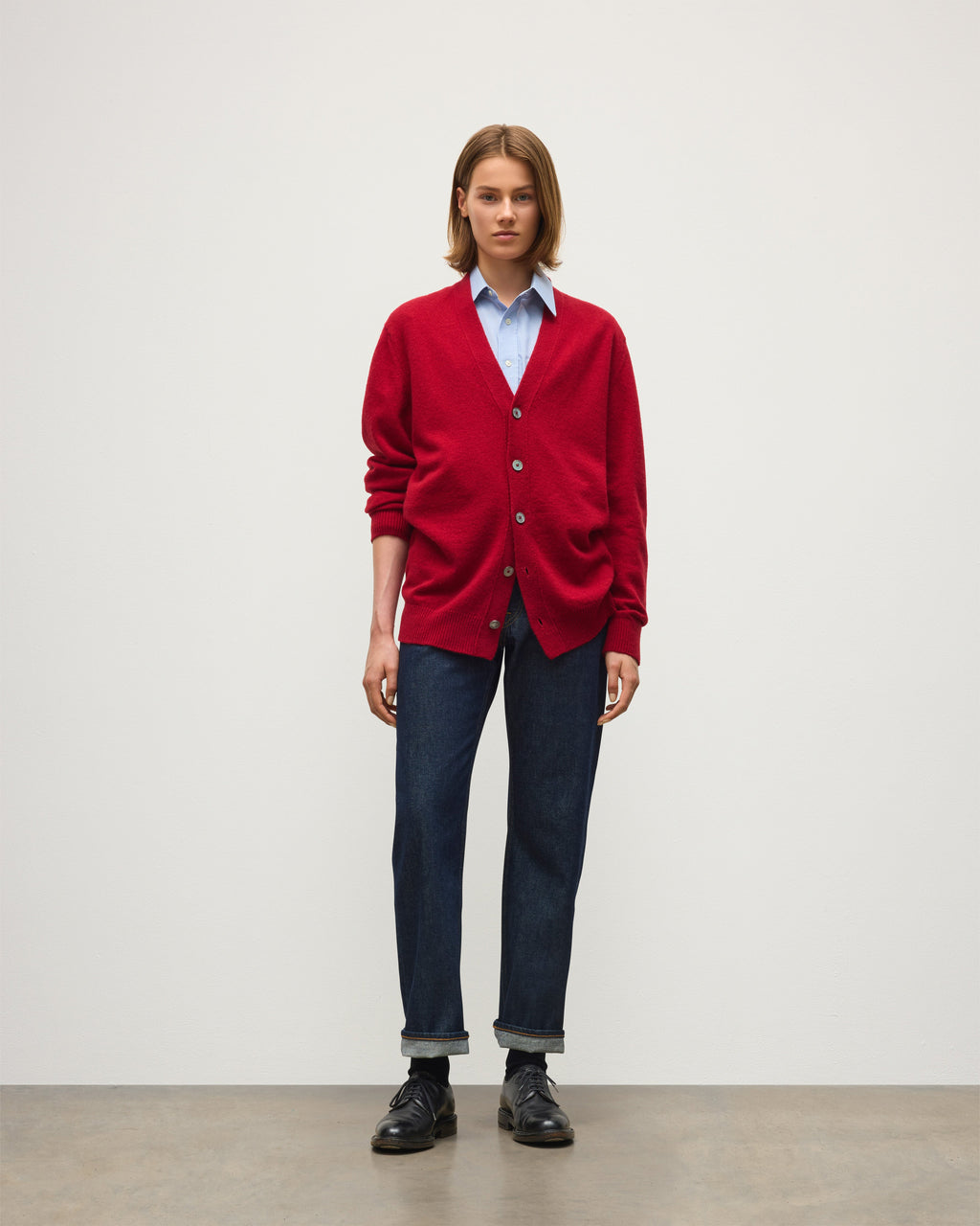 Johnstons of Elgin - Boyce Red Brushed Cashmere - Silk Cardigan