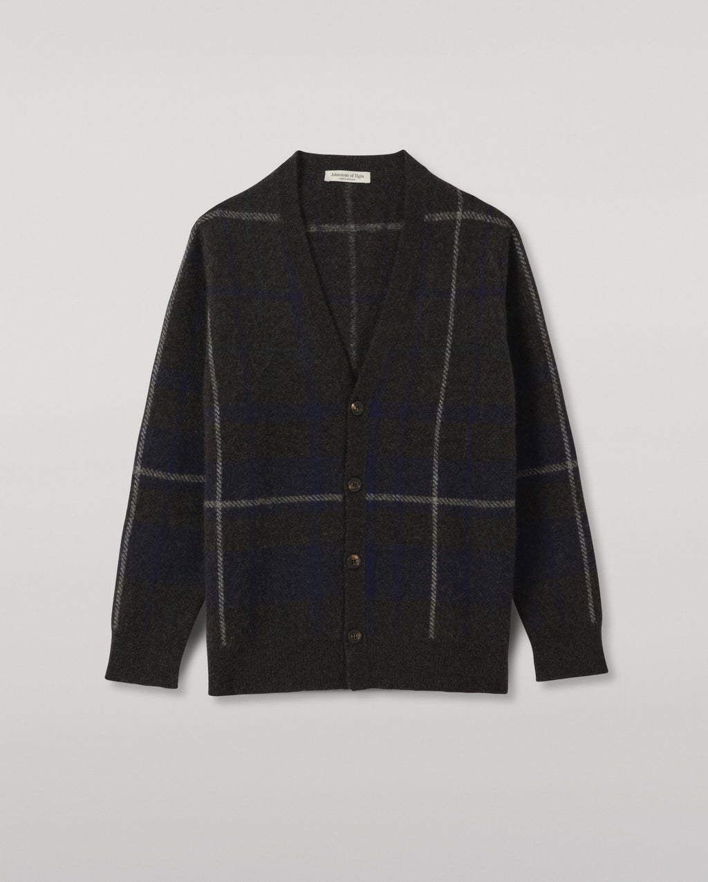 Johnstons of Elgin - Mack Grey Brushed Cashmere - Silk Cardigan