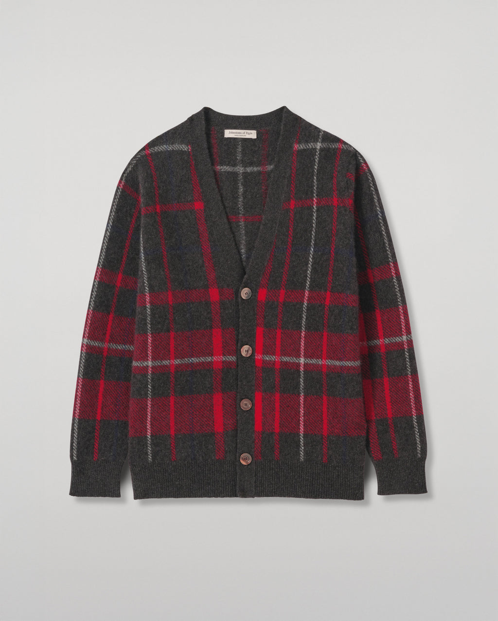 Johnstons of Elgin - Mach Red Brushed Cashmere - Silk Cardigan