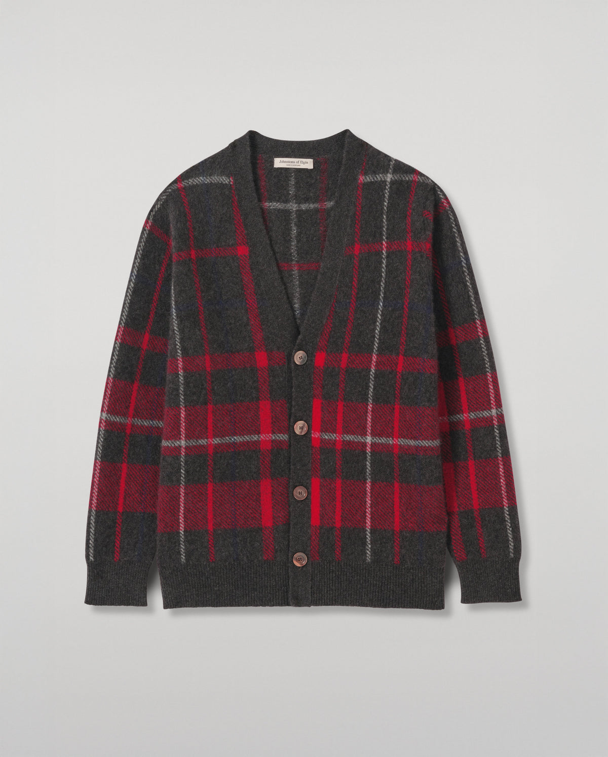 Johnstons of Elgin - Mach Red Brushed Cashmere - Silk Cardigan
