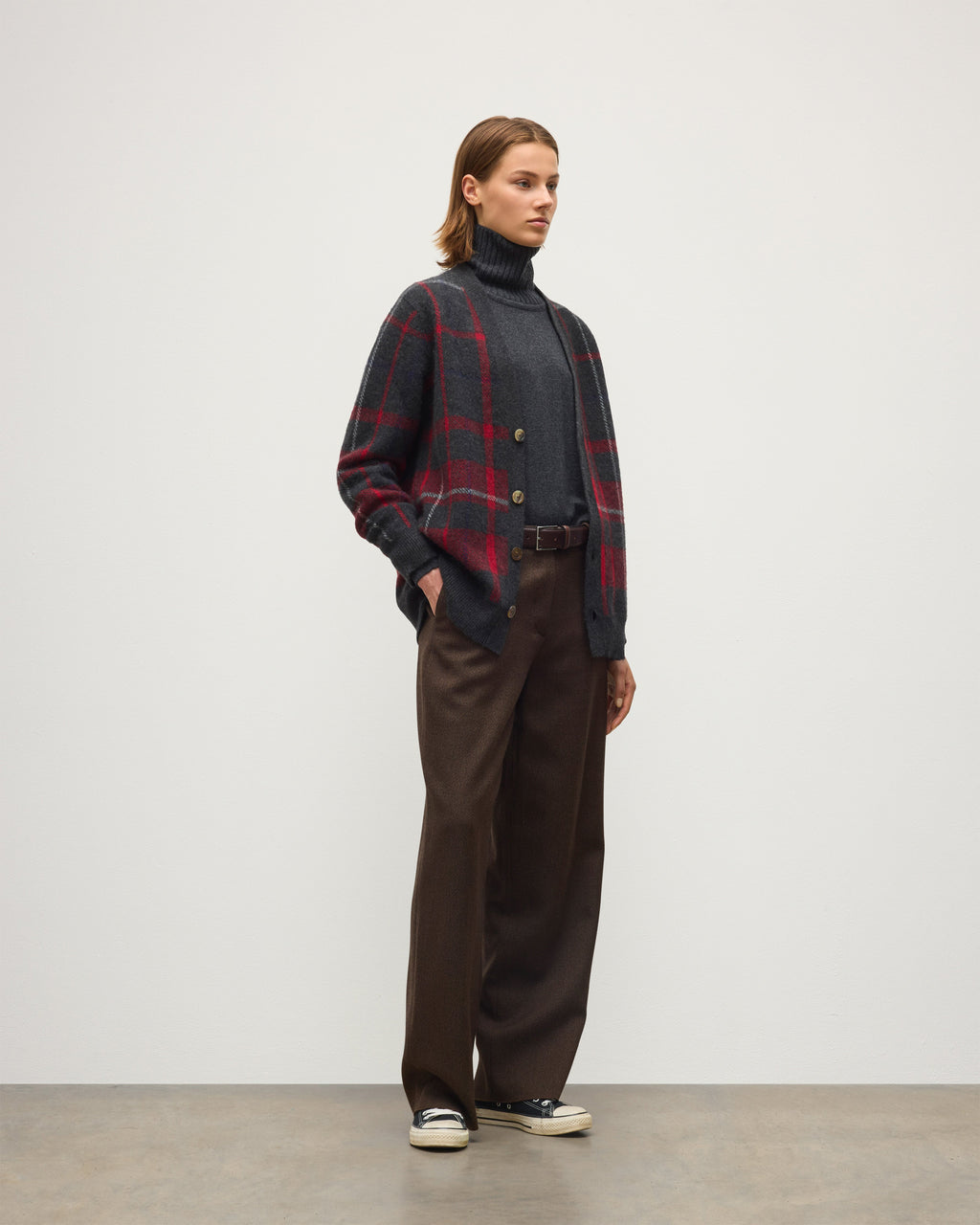 Johnstons of Elgin - Mach Red Brushed Cashmere - Silk Cardigan