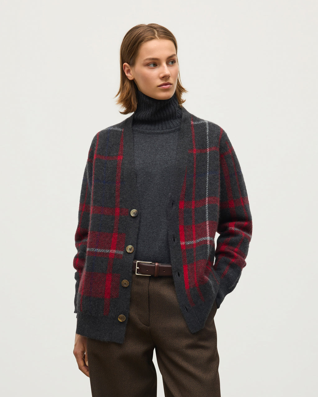 Johnstons of Elgin - Mach Red Brushed Cashmere - Silk Cardigan