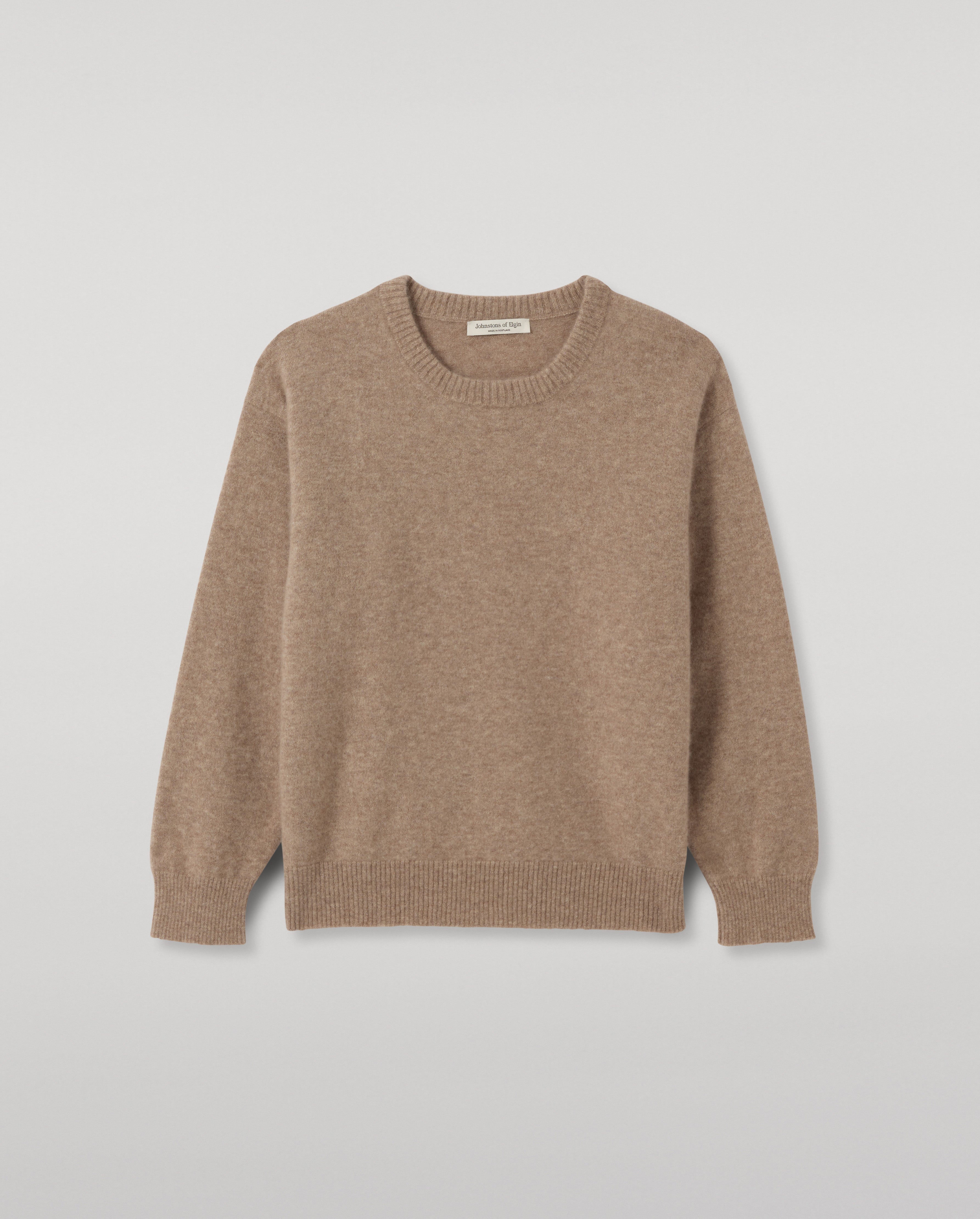 Johnstons of Elgin - Boyce Brown Brushed Cashmere - Silk Jumper