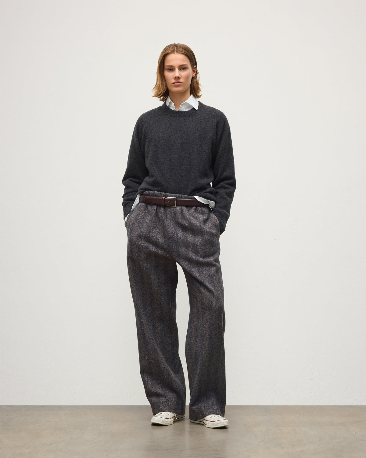 Johnstons of Elgin - Boyce Grey Brushed Cashmere - Silk Jumper