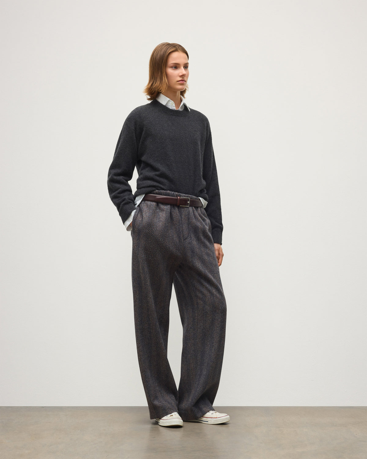 Johnstons of Elgin - Boyce Grey Brushed Cashmere - Silk Jumper