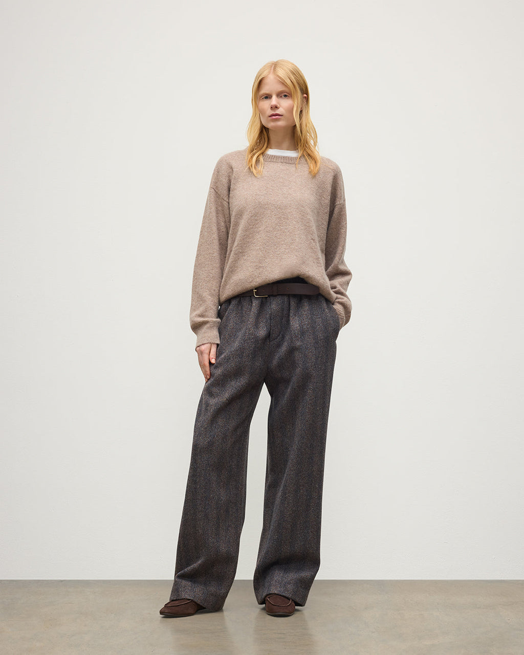 Johnstons of Elgin - Boyce Brown Brushed Cashmere - Silk Jumper