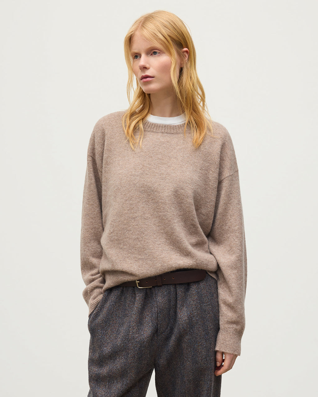 Johnstons of Elgin - Boyce Brown Brushed Cashmere - Silk Jumper