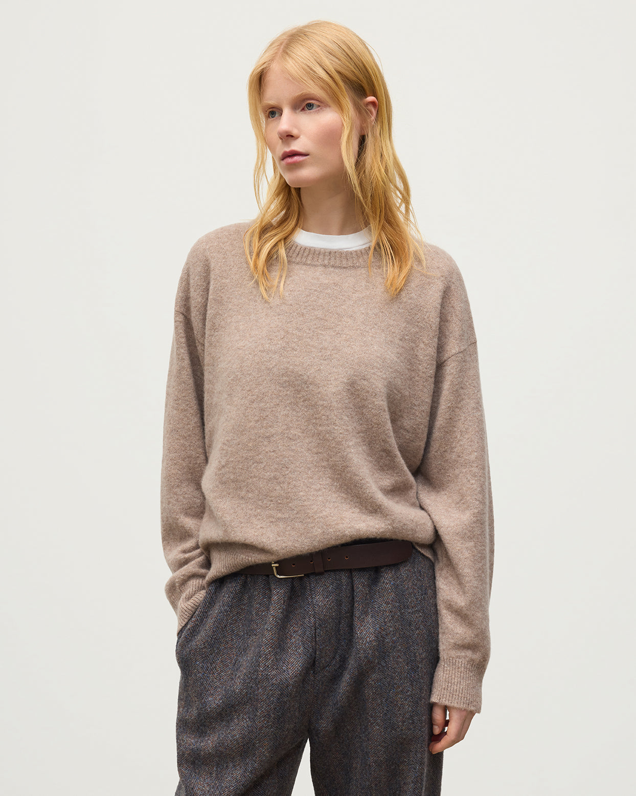 Johnstons of Elgin - Boyce Brown Brushed Cashmere - Silk Jumper
