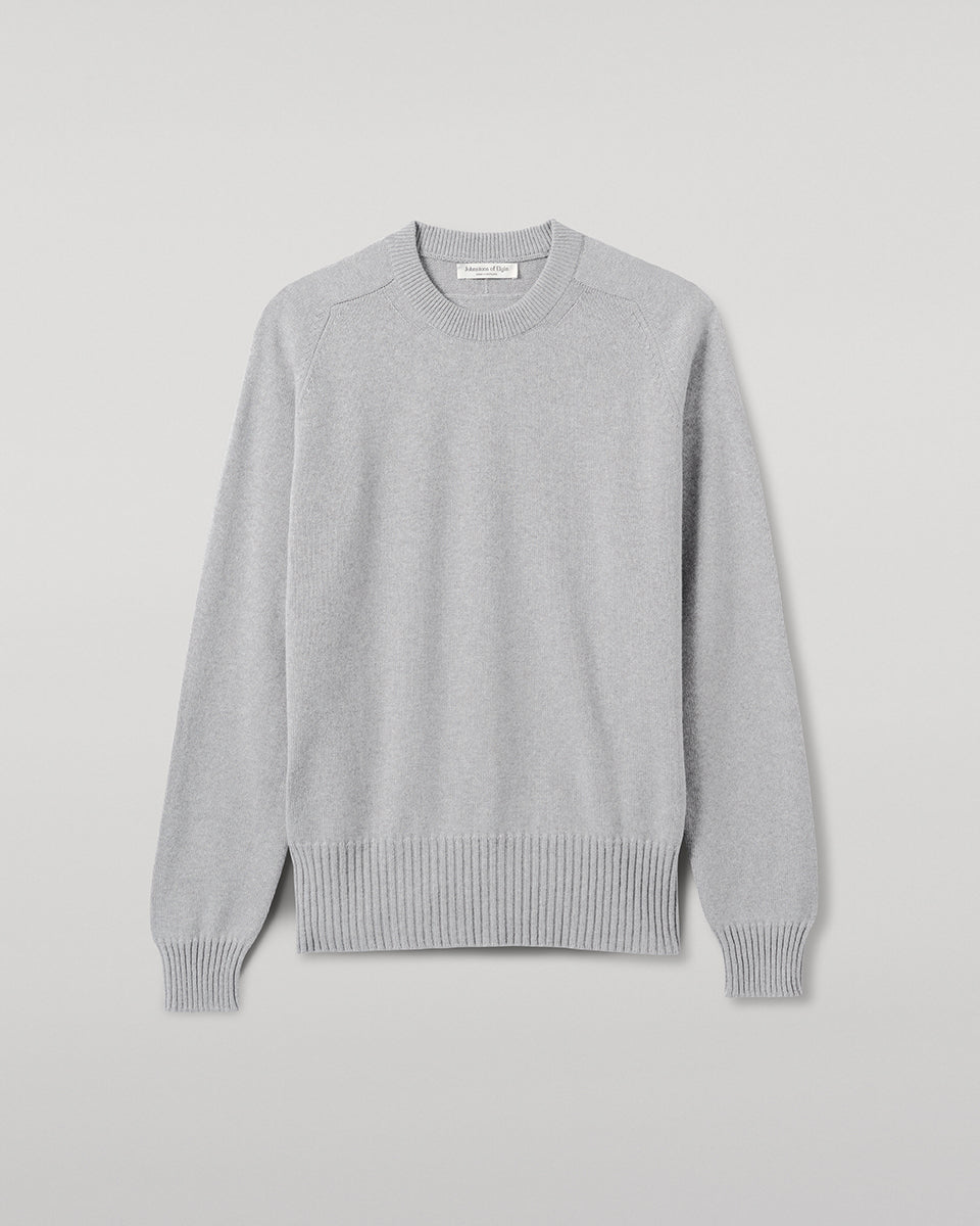 Johnstons of Elgin - Superfine Merino Relaxed Light Grey Jumper