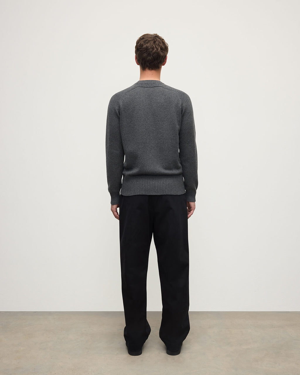Johnstons of Elgin - Superfine Merino Relaxed Dark Grey Jumper