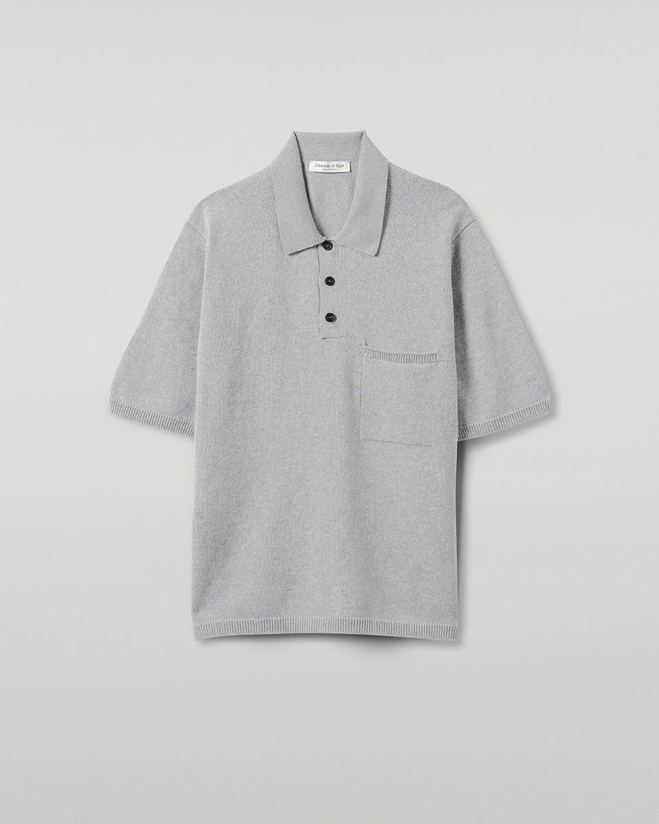 Johnstons of Elgin - Superfine Merino Relaxed Light Grey Polo Shirt