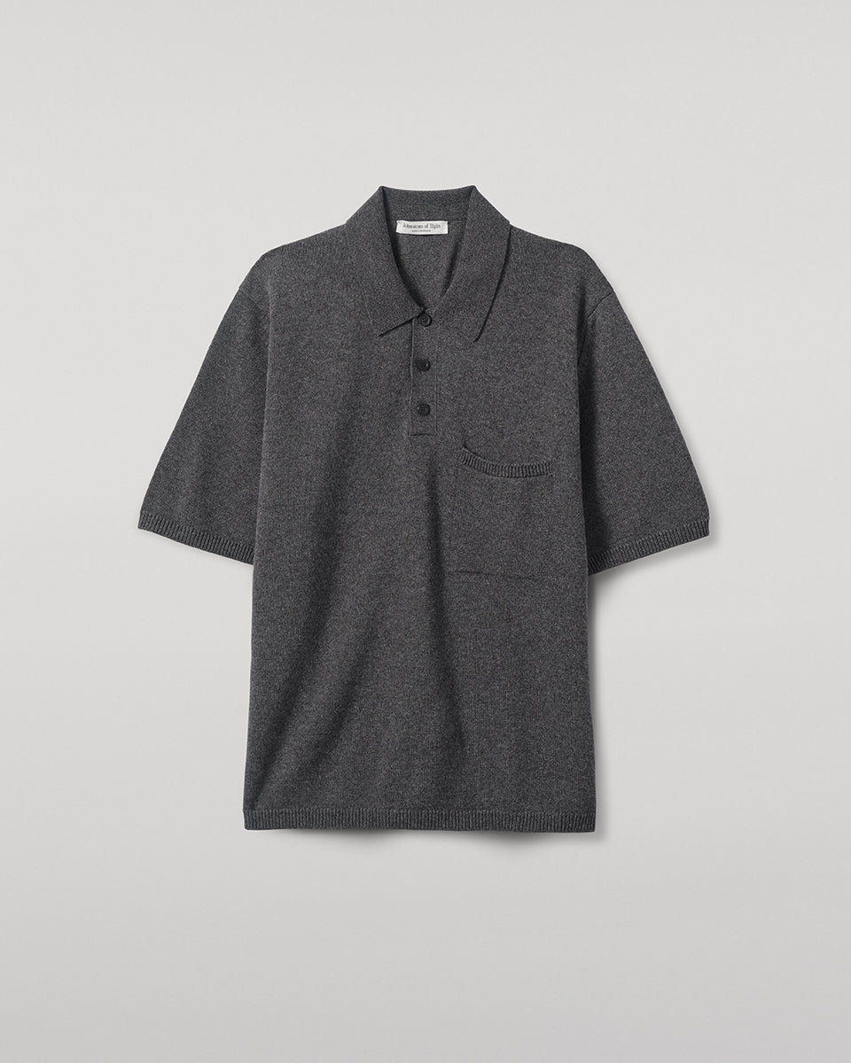 Johnstons of Elgin - Superfine Merino Relaxed Dark Grey Polo Shirt