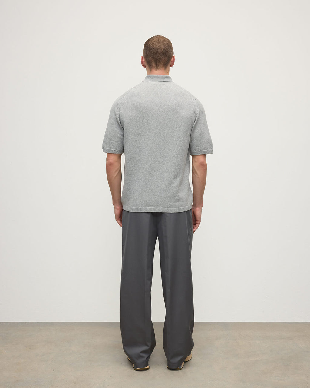 Johnstons of Elgin - Superfine Merino Relaxed Light Grey Polo Shirt