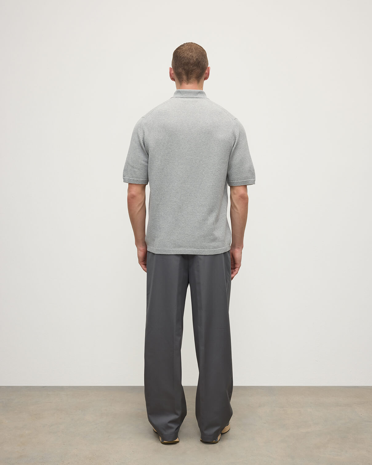 Johnstons of Elgin - Superfine Merino Relaxed Light Grey Polo Shirt