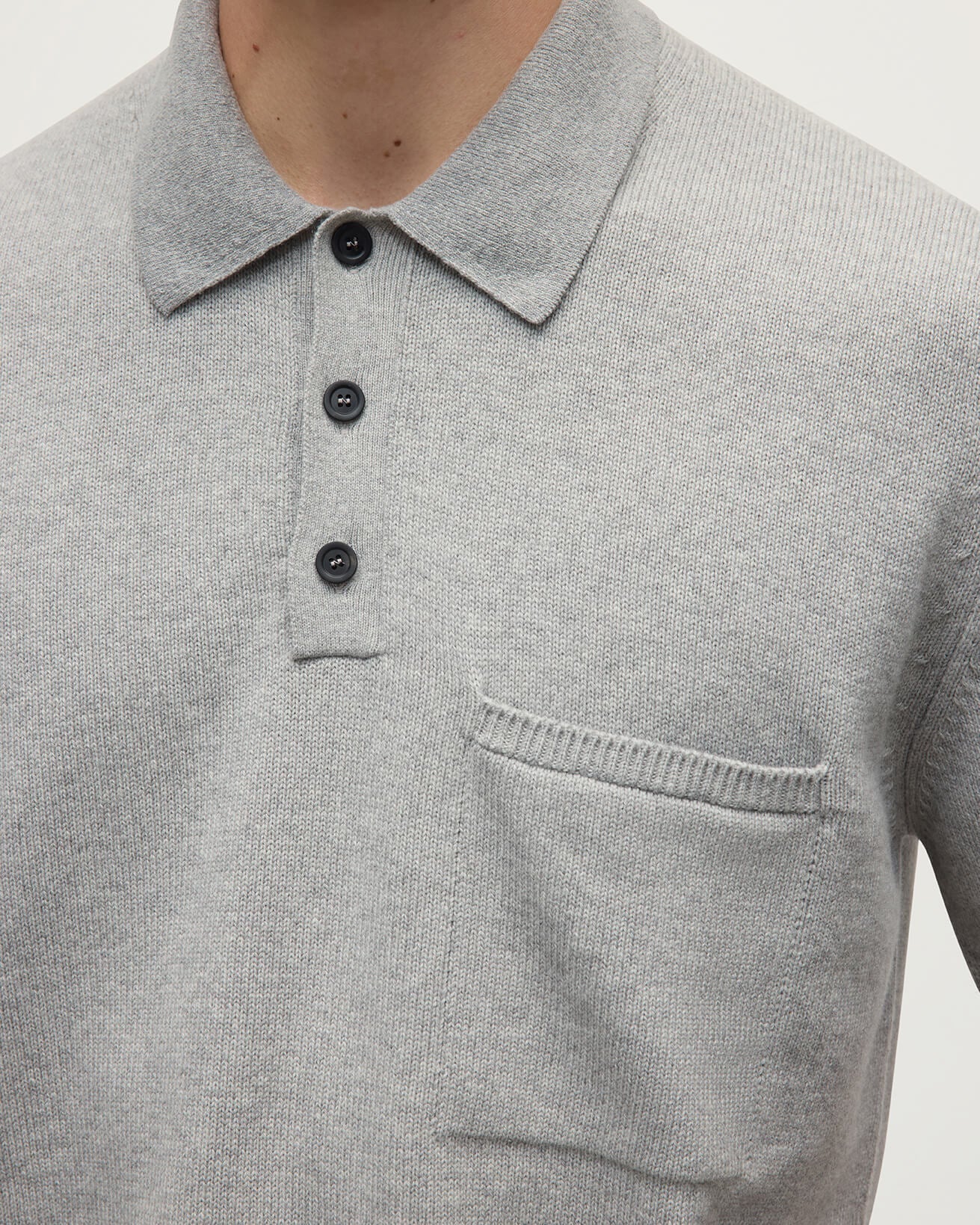 Johnstons of Elgin - Superfine Merino Relaxed Light Grey Polo Shirt